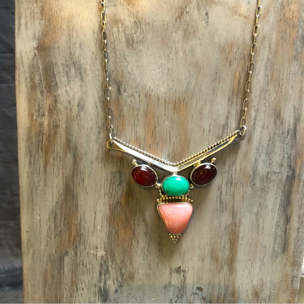 Carnelian Pink Opal Sterling Necklace
